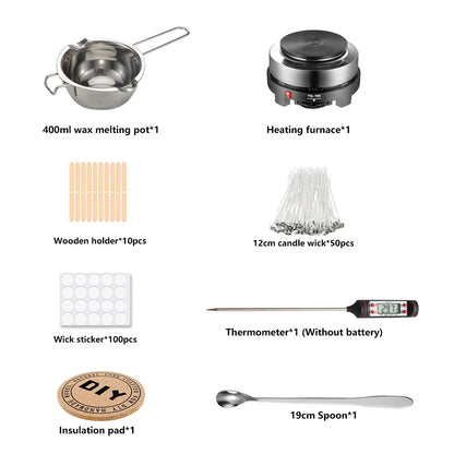 1 Set Candle Making Kit Pouring Pot Candle Making Supplies Tools Kit Diy Handmade Wax Candles with Wax Melting Hot Plate Beauty World Shop