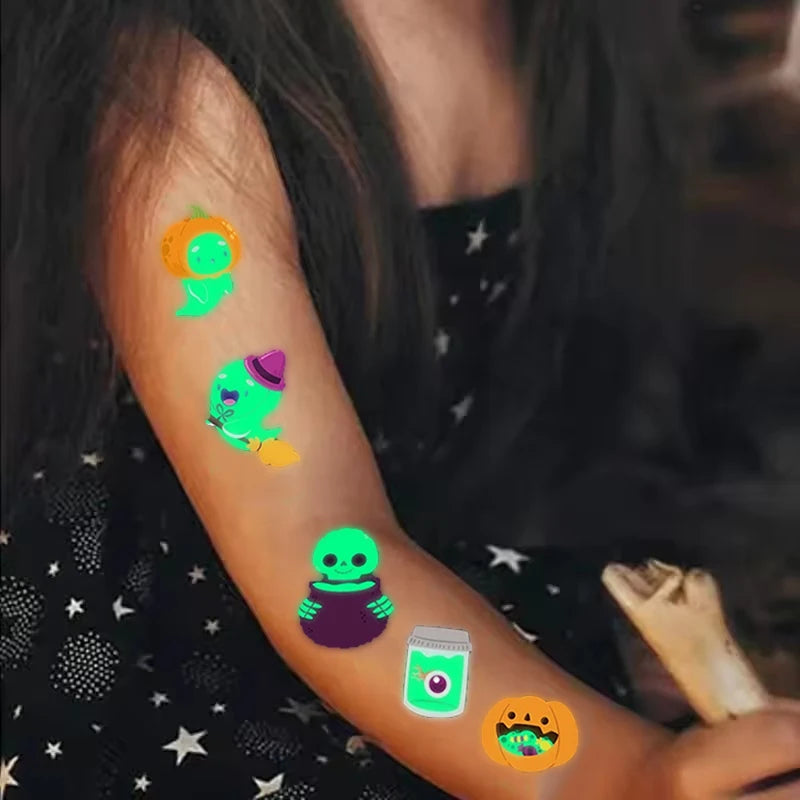 10Sheets Halloween Luminous Tattoo Stickers Ghost Pumpkin Kids Adults Halloween Party Decoration Glow In The Dark Supplies Gifts Beauty World Shop