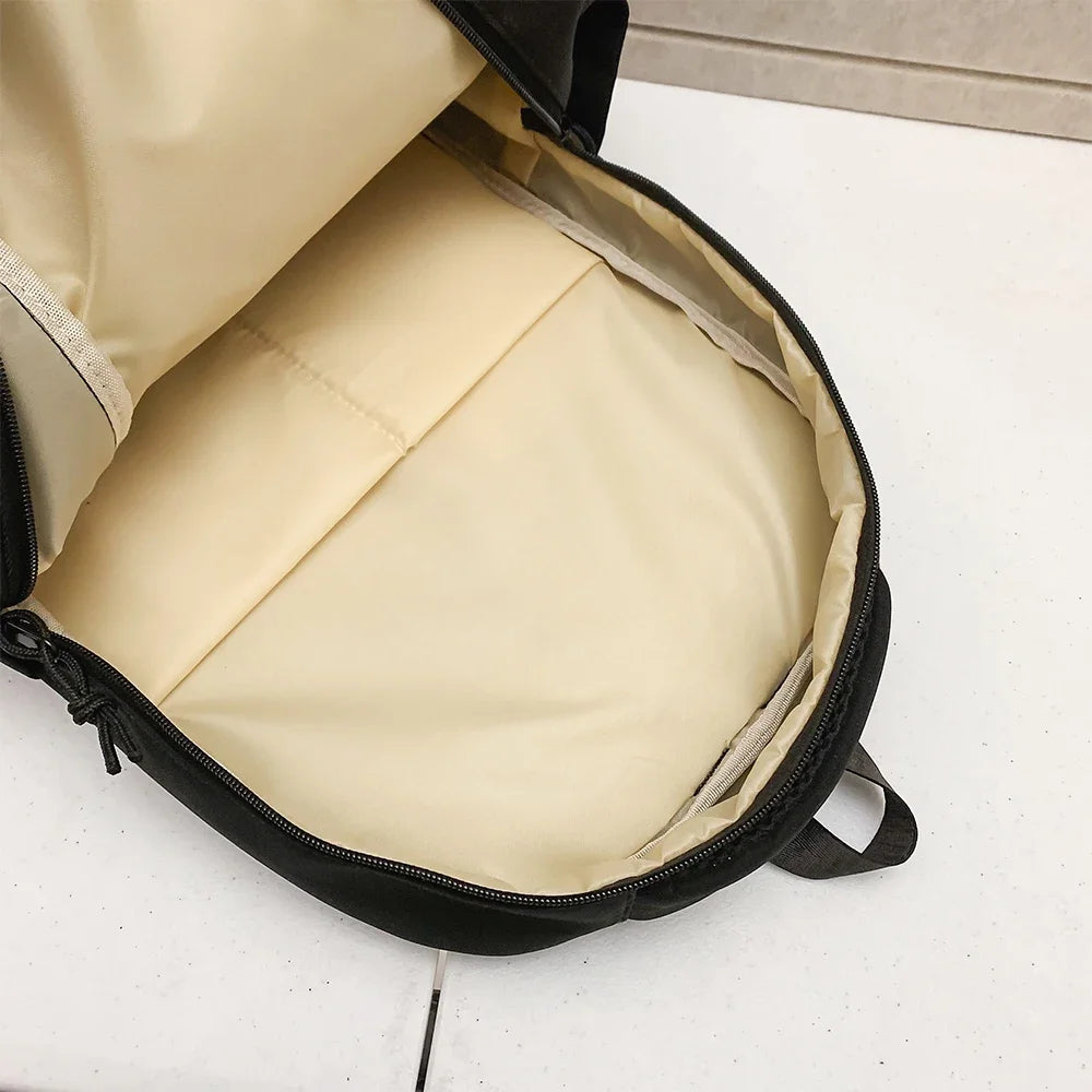 Large Capacity Solid Color Student Backpack Junior and High School Simple Black Travel Backpack Beauty World Shop