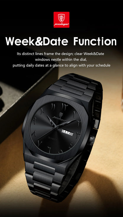POEDAGAR Original Luxury Men's Watch Waterproof Week Date Fashion Men Wristwatch Quartz Stainless Steel Man Watches Reloj Hombre Beauty World Shop