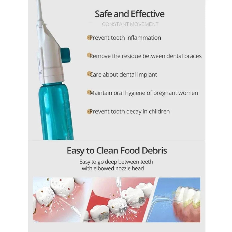 1Pcs High Pressure Oral Irrigator Portable Teeth Clean Water Dental Floss Manual High Pressure Water Toothpick For Household Beauty World Shop