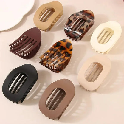Fashion Oval Hair Claw Clip for Women New Design Leopard Matte Curved Flat Styling Barrettes Acrylic Lying Down Hair Accessories Beauty Trend Shop