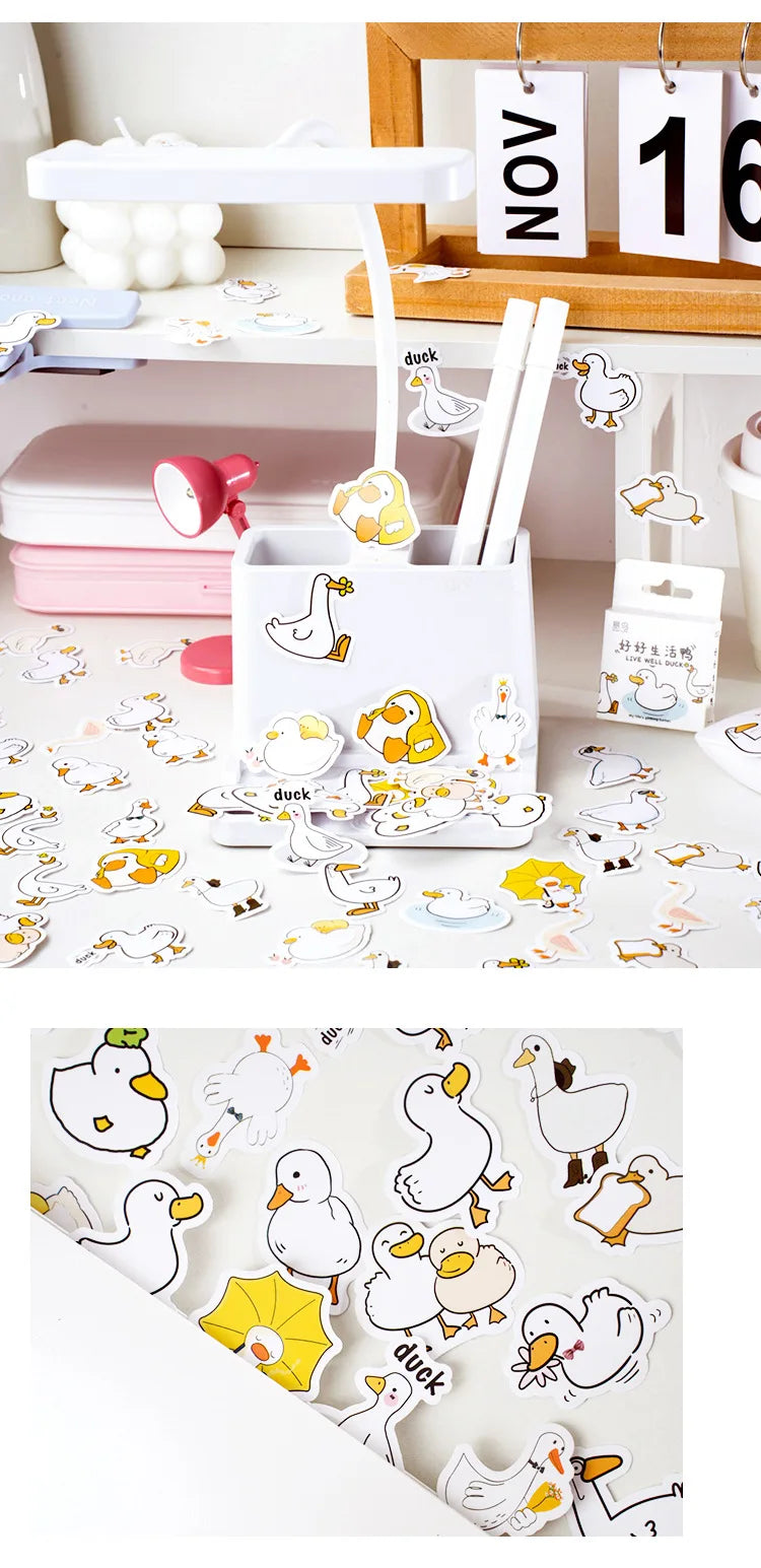 Etori Life46pcs/pack Good Life Duck Album decorative stickers Self-adhesive stickers for DIY student stationery notebook diary Beauty World Shop