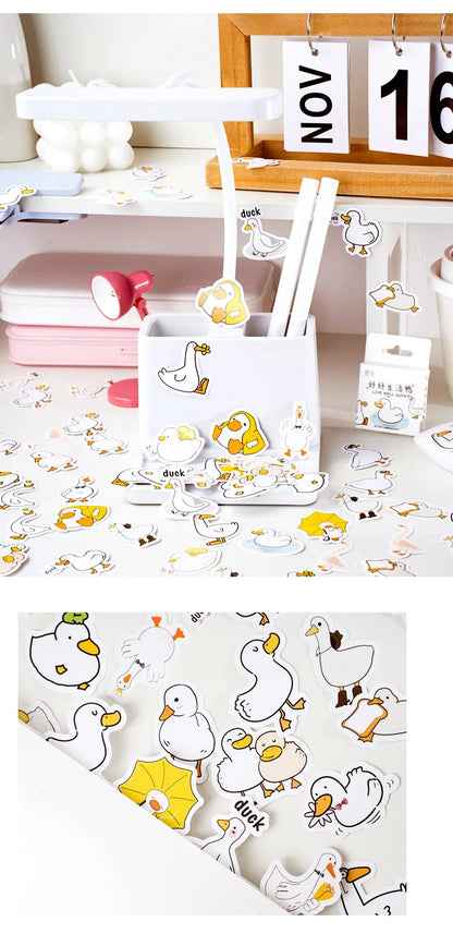 Etori Life46pcs/pack Good Life Duck Album decorative stickers Self-adhesive stickers for DIY student stationery notebook diary Beauty World Shop