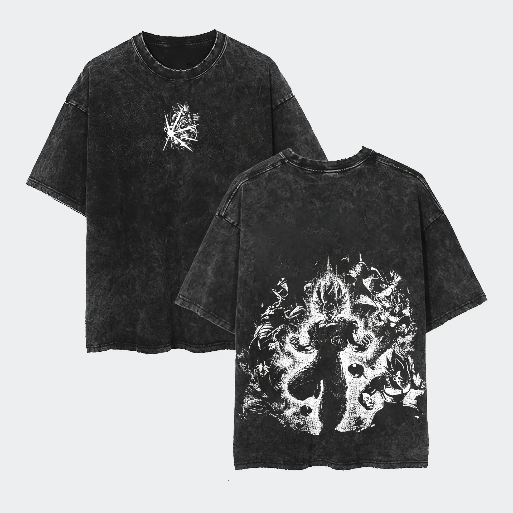 Anime Dragon Ball Cosplay Washed T-Shirt Cotton Short Sleeve Loose Large Casual Sports Fitness T-Shirt Men's Harajuku Clothing Beauty World Shop