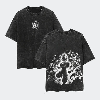 Anime Dragon Ball Cosplay Washed T-Shirt Cotton Short Sleeve Loose Large Casual Sports Fitness T-Shirt Men's Harajuku Clothing Beauty World Shop