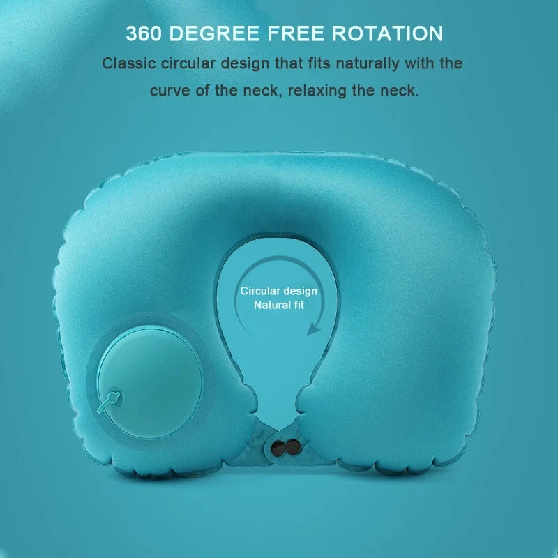 Inflatable Travel Neck Pillow U-shaped Cervical Orthopedic Protection Pillow Outdoor Portable Foldable Pillow Travel Essentials Beauty World Shop