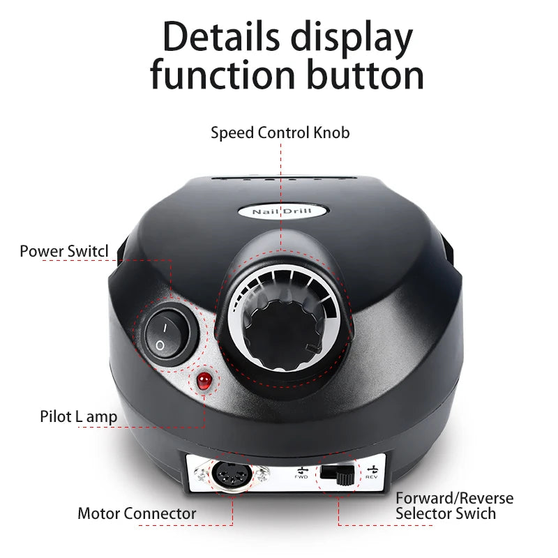 35000RPM Electric Nail Drill Professional Manicure Machine Nail Sander Set Nail Drill Bit Portable Nail Salon Polisher Equipment Beauty World Shop