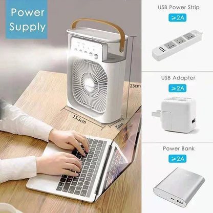 New 3 In 1 Fan AIr Conditioner Household Mini Air Cooler LED Night Light Portable Humidifier Air Adjustment Fan Office Home Fan Beauty World Shop