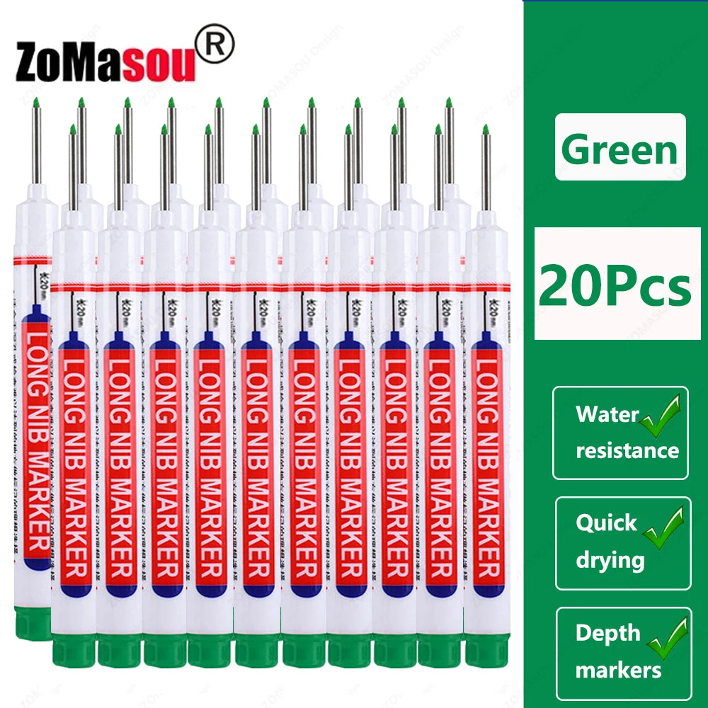 1-100Pcs 2cm Waterproof Long Head Markers Deep Hole Marker Pen for Metal Carpenter Red/Black/Blue/Green Ink Woodworking Tools Beauty World Shop