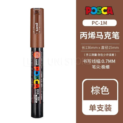Uni Posca Full Marker PC-1M 3M 5M Multi-Colours Acrylic Permanente Rotulador Poster Graffiti Painting Pen For Fabric Rock Metal Beauty World Shop