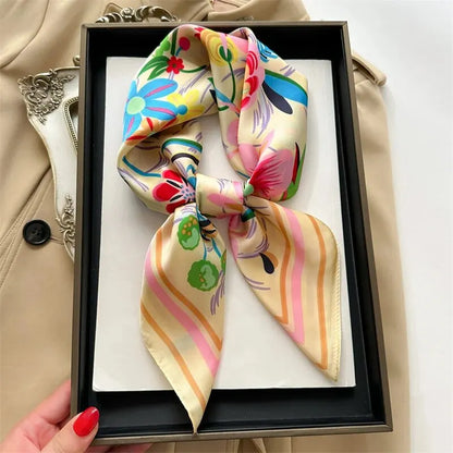 Luxury Print imitation Silk Square Scarf Women Spring Neck Tie Shawl Wraps Female Hair Hand Wrist Headkercheif Hijab Bandana Beauty World Shop
