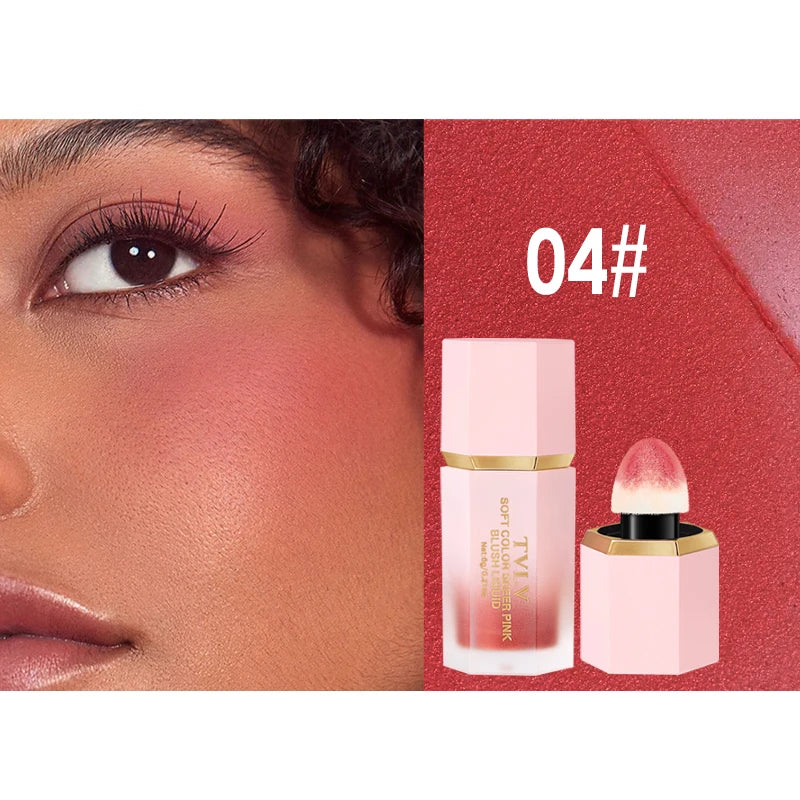 TVLV 4 Colour Matte Liquid BlushEasy to apply long lasting waterproof blush sponge brush head Beauty World Shop