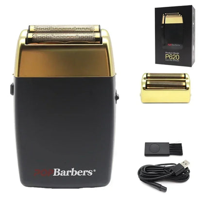 11000 RPM POP Barbers P620 Professional Electric Men's Beard Trimmer Double Foil Shaver Electric Shaver USB Hair Cutting Machine Beauty World Shop