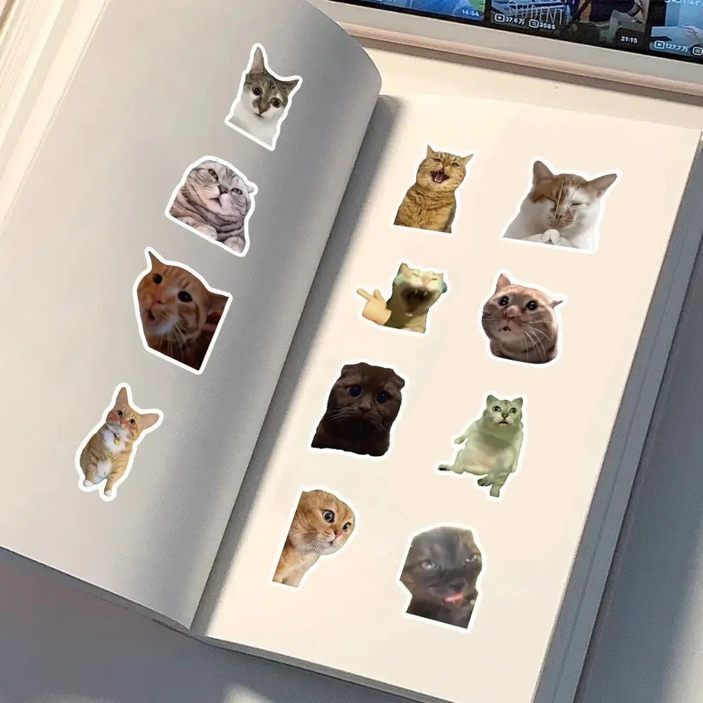 50-100 sheets of cute cartoon cat emoji stickers for luggage, water bottles, notebooks, and journal decoration Beauty World Shop