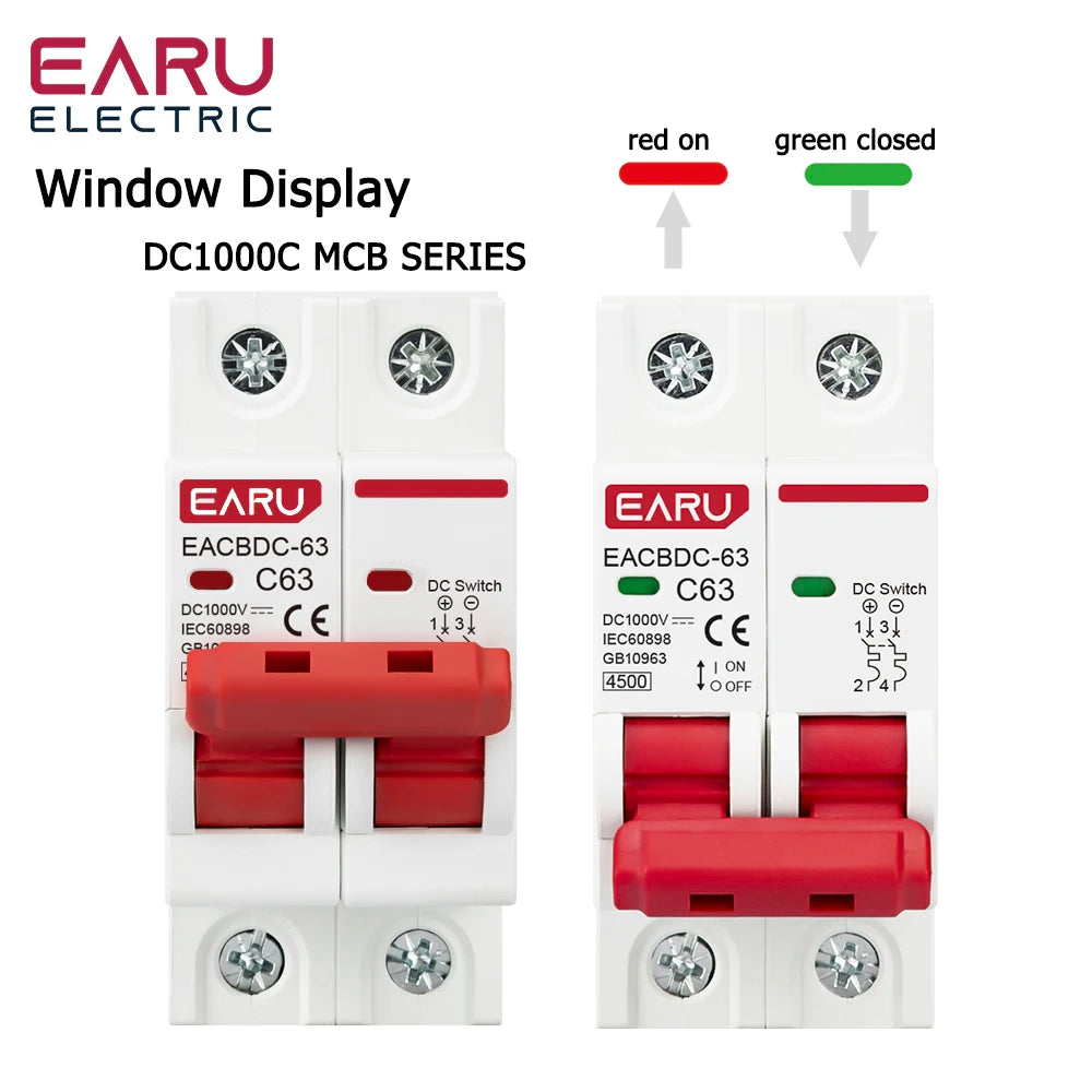 DC 1000V Solar Mini Circuit Breaker Overload Protection Switch 6A/10A/16A/20A/25A/32A/40A/50A/63A 2P DC1000V Photovoltaic MCB PV Beauty World Shop