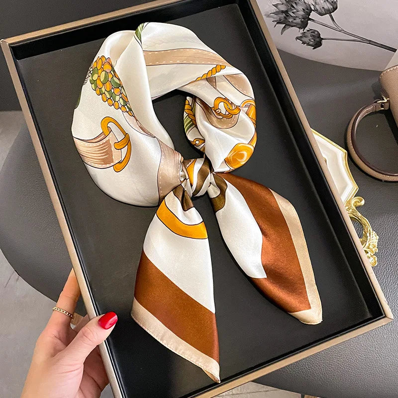 68cm Women's Simulated Silk Square Scarf Fashionable and Versatile High-end Scarfs Bag Clothing Accessories Square Scarf Beauty World Shop