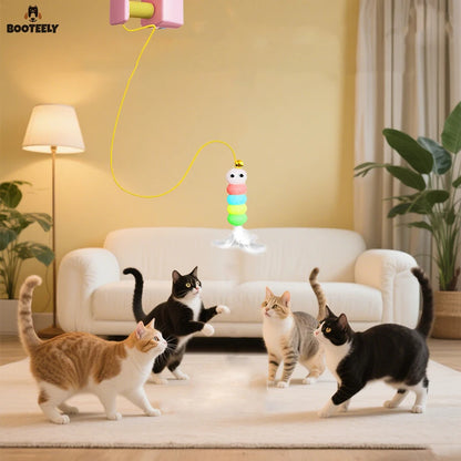 BOOTEELY Cat Teaser Stick Kitten Electric Hanging Mop Shaped Feather Bell Cat Teaser Accessories Hanging Swing Pet Spring Toy Beauty World Shop