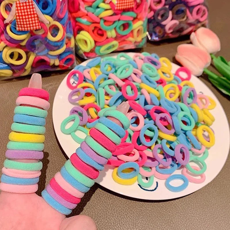 200PCS Women Girls Colorful Nylon Elastic Hair Bands Ponytail Hold Small Hair Tie Rubber Bands Scrunchie Hair Accessories Beauty World Shop