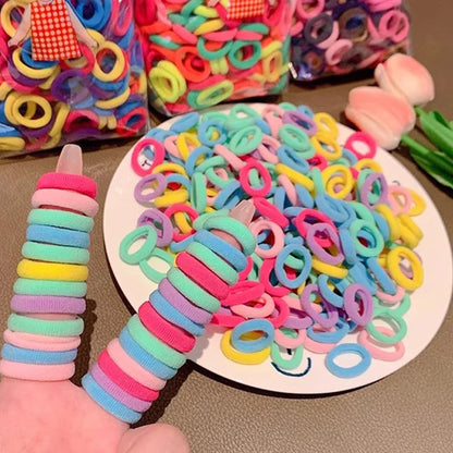 200PCS Women Girls Colorful Nylon Elastic Hair Bands Ponytail Hold Small Hair Tie Rubber Bands Scrunchie Hair Accessories Beauty World Shop