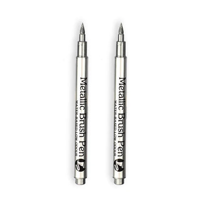2/1Pc Brush Metallic Marker Pens Gold Silver Color Permanent Art Marker For Manga Crafts Scrapbooking School Stationery Supplies Beauty World Shop