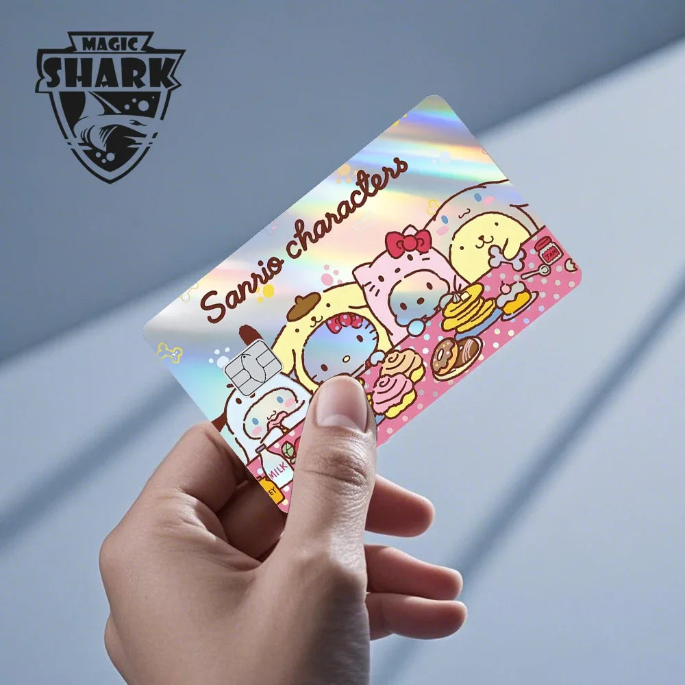 Hot Sale Hello Kitty Kuromi Holographic Laser Shinny Film Skin Cover Sticker for Debit Credit Card Bank Card Beauty World Shop