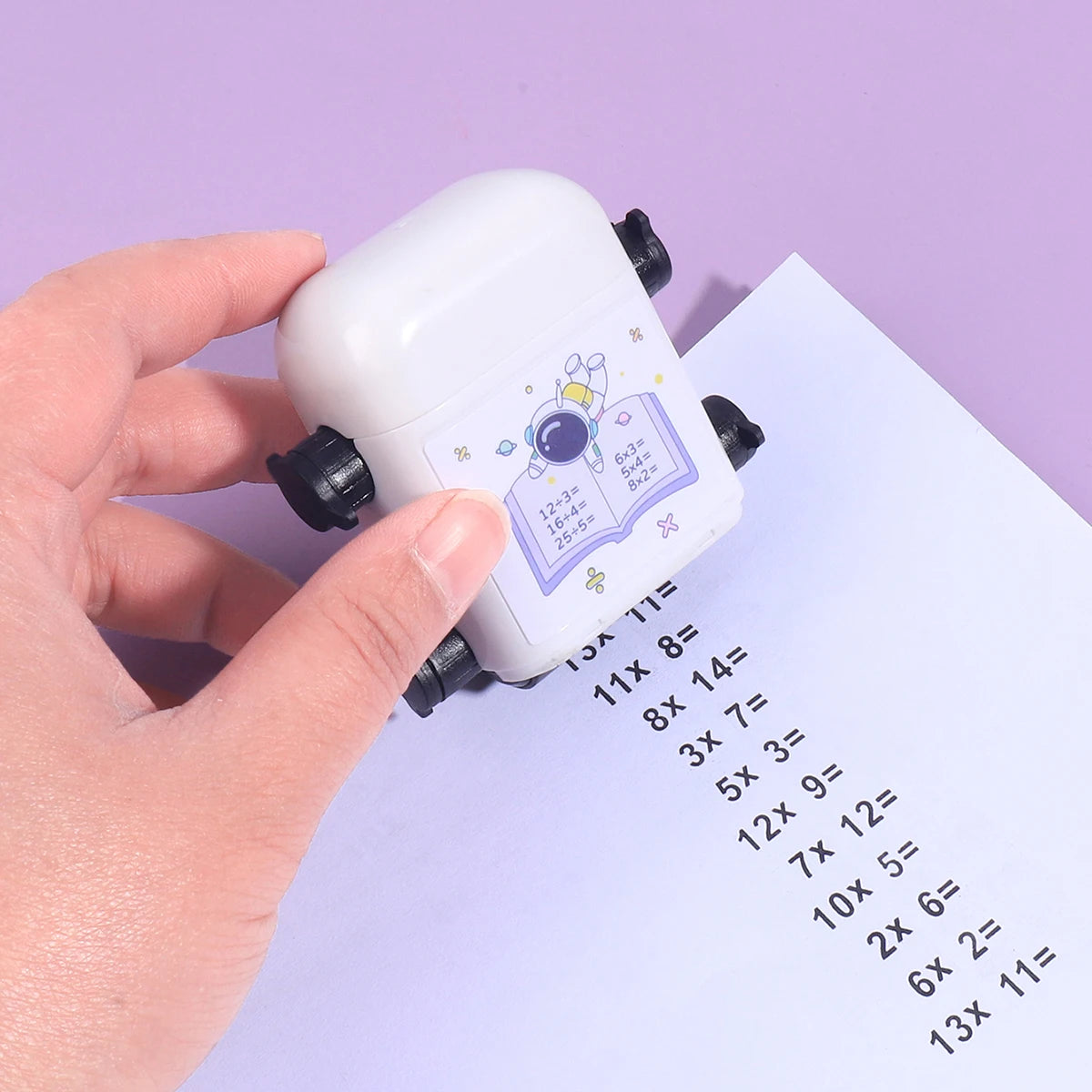 1 Two-in-one Double Roller Random Multiplication Stamp, Student Practice Math Calculation Question Builder Roller Stamp Beauty World Shop