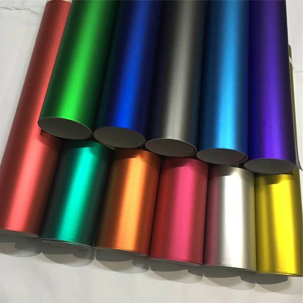 Various Colors Matte Satin Chrome Metallic Vinyl Wrap Film Car Sticker Decal Laptop Phone Motorcycle Graphic Beauty World Shop