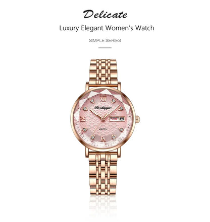 POEDAGAR Top Elegant Women's Watches Stainless Steel Date Week Woman Watch Waterproof Luminous Fashion Ladies Watch Quartz Reloj Beauty World Shop