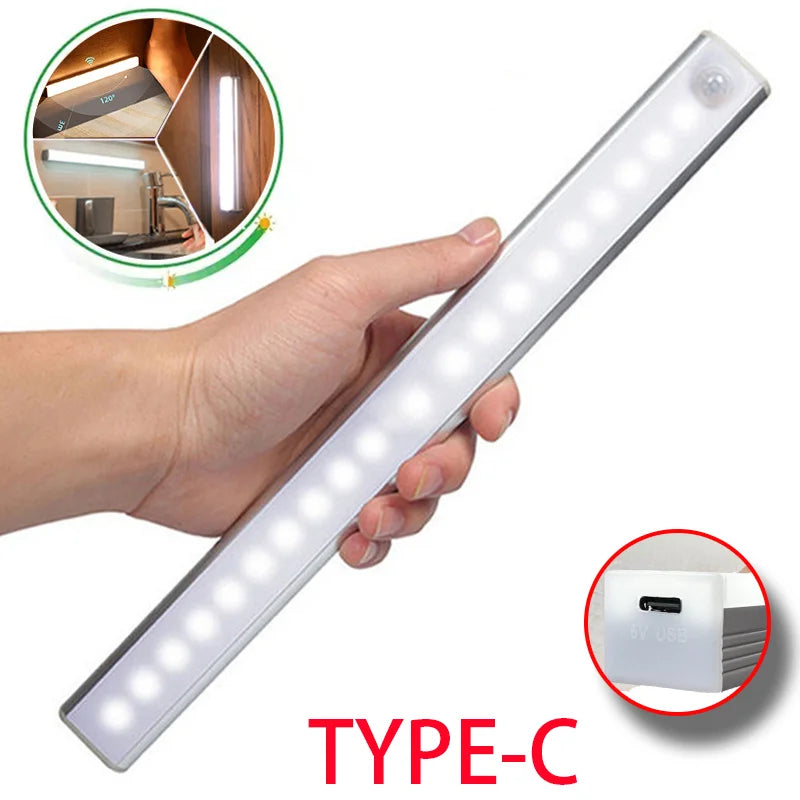 LED Motion Sensor Light Wireless LED Night Light Type C Rechargeable Light Cabinet Wardrobe Lamp Staircase Backlight For Kitchen Beauty World Shop