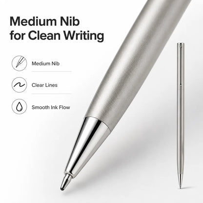 5/10/20Pcs Stainless Steel Ballpoint Pens, Silver Metal Medium Nib Smooth Twist Writing Pens for Office School Beauty World Shop
