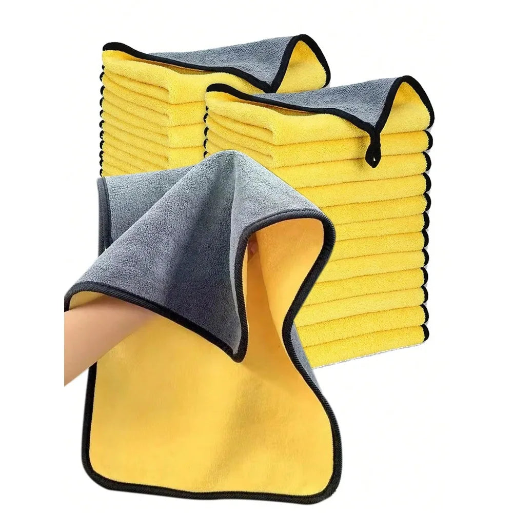 1/2/3/6/10pcs 30X60cm Microfiber Car Cleaning Towels Soft Quick Drying for Windows Mirrors Wiping Rags Double Layer Wash Cloth Beauty World Shop