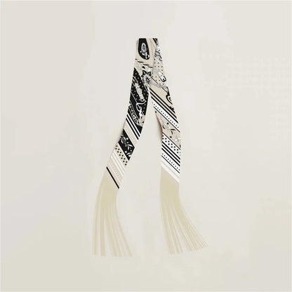 130x5cm Tassel Cashew Print Scarf Women's All-season Twill Silk Decorative Ribbon Multi-purpose Bag Hair Tie Belt Scarf Beauty World Shop