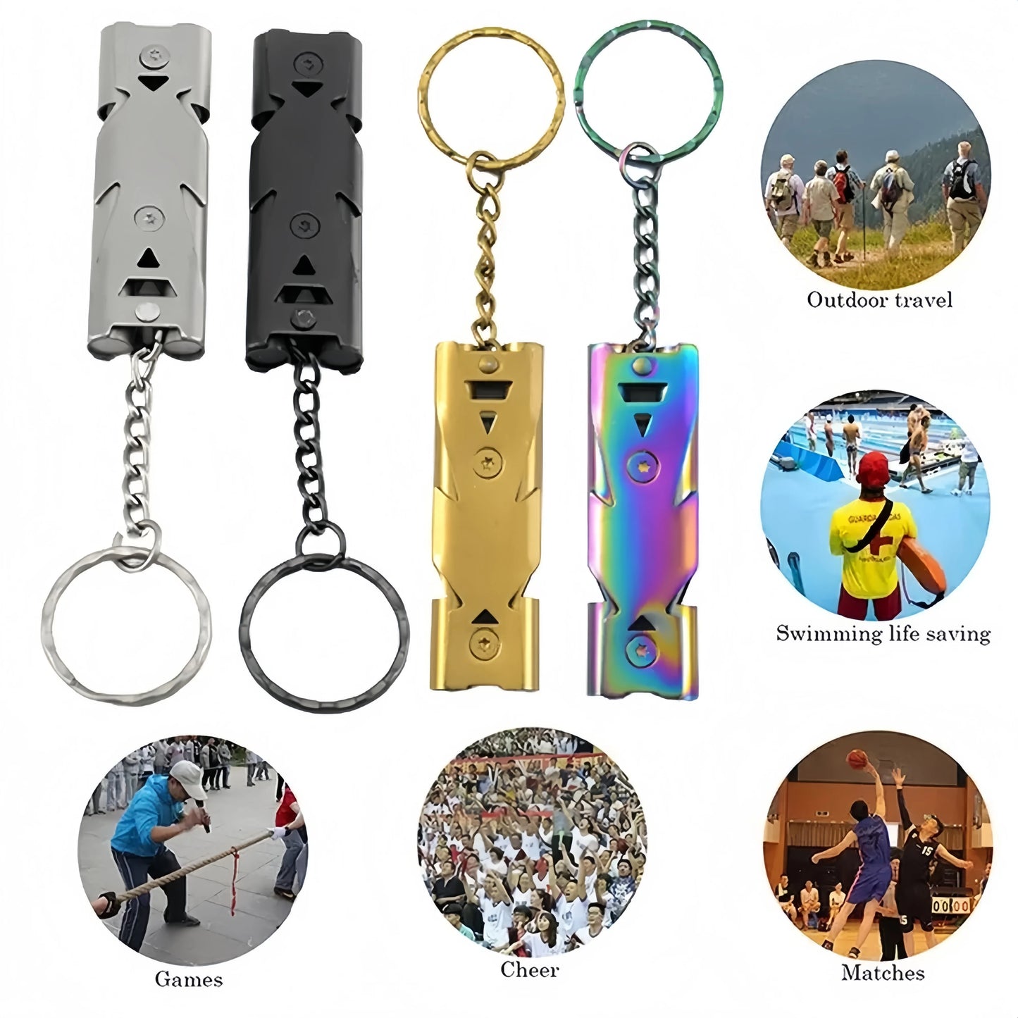 Survival Whistle Keychain–High Decibel,Emergency Whistle for Outdoor,Camping&Hiking–Double Tube Design,Loud Safety AlarmPortable Beauty World Shop