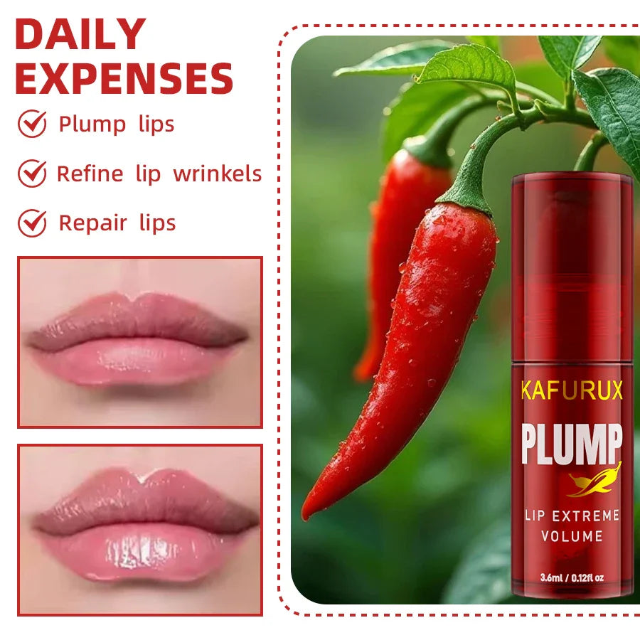 1PC Chili Pepper Lip Plumper Oil Long Lasting Moisturizing Lip Gloss Serum Instant Volumising  Essence Oil Lip Makeup for Women Beauty Trend Shop