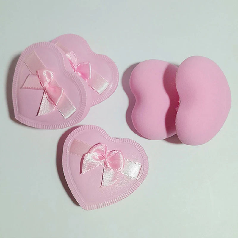 2pcs Heart Bow Makeup Powder Puffs That Can Be Used In Both Dry And Wet Combinations Cotton Candy Air Cushion Powder Puff Beauty World Shop