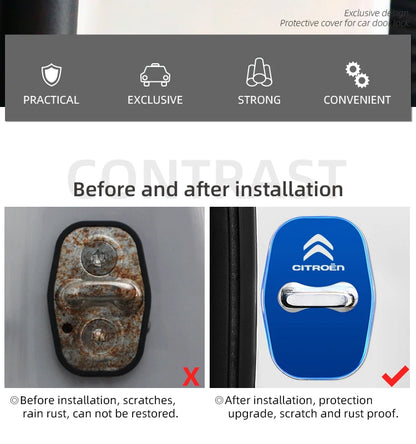 Metal Car Door Lock Cover for Citroen C4 C3-XR C5 Aircross C6 C-quatre Picasso C-Elysee C4L C3L Emblem Stickers Badge Beauty World Shop