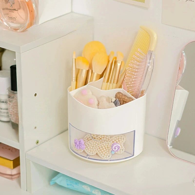 Cute Rotating Pen Holder Desktop Drawer Stationery Box Case School Office Desk Kawaii Stationery Storage Box Organizer Stickers Beauty World Shop