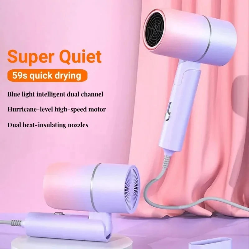 Folding Hairdryer High Power Negative Ion Hair Dryer Home Thermostatic Travel Portable Silent Hair Brush Dryer 2025 Beauty World Shop