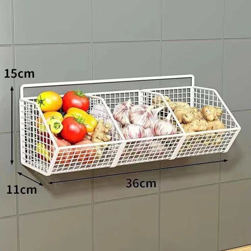 Wall Mounted Kitchen Storage Basket Durable Wire Storage Rack for Vegetables and Fruits Suitable for Home Organization Beauty World Shop