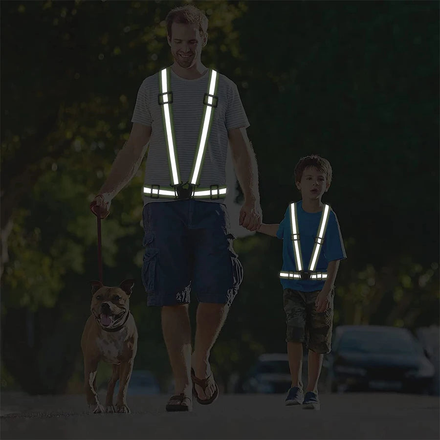 Outdoor Night Walking  Safety Vests Highlight Adjustable Lightweight Reflective Vest Biking Safety Straps Waterproof Running Gea Beauty World Shop
