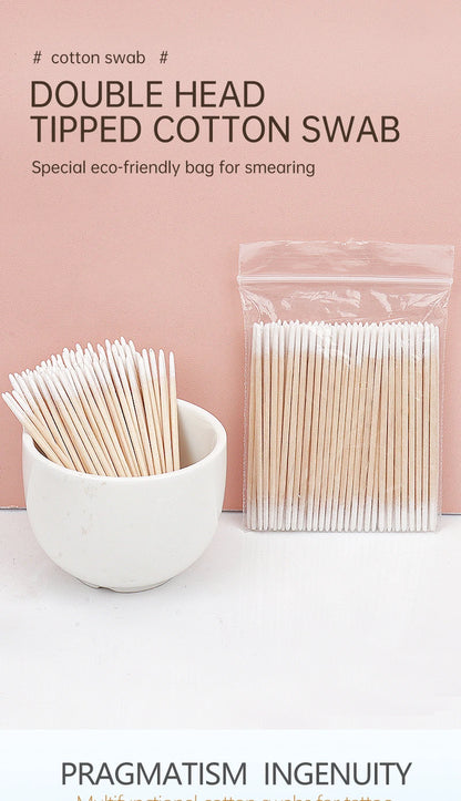100/300 Pcs Disposable Ultra-small Cotton Swab Brush Lint Free Micro Wood Makeup Brushes Eyelash Extension Glue Removing Tools Beauty World Shop