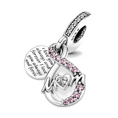 2025 Hot selling 925 Silver Pink Bird Moon Pendant Suitable for European Bracelets DIY Accessories Women's Charm Jewelry Gifts Beauty World Shop