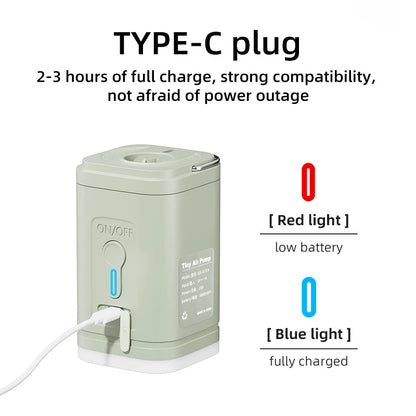 3 in 1 Electric Air Pump with Lights Mini Wireless Air Compressor USB Charging Inflator/Deflator Pumps for Outdoor Camping Beauty World Shop
