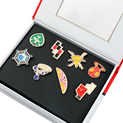Pokemon Gym Badges Kanto Johto Hoenn Sinnoh Unova Kalos League Region Orange Islands Pins Brooches Box Set Pocket Monster Beauty World Shop