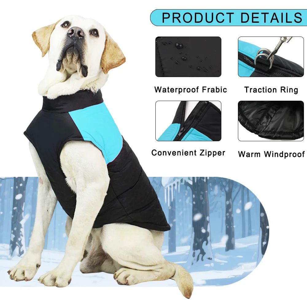 Waterproof Pet Dog Coat Vest For Small Large Dogs Winter Warm Puppy Clothes with D-ring Kitten Costume Golden Retriever Jacket