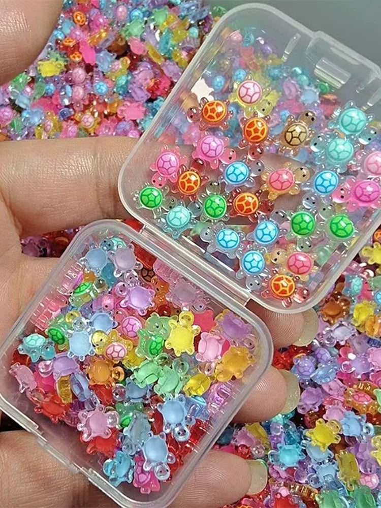 100Pcs Mini Resin Turtles Glow in The Night Turtle Miniatures Multi-Function Small Animals Figures for DIY Fairy Garden Decor Beauty World Shop