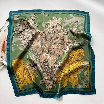 Luxury Print imitation Silk Square Scarf Women Spring Neck Tie Shawl Wraps Female Hair Hand Wrist Headkercheif Hijab Bandana Beauty World Shop