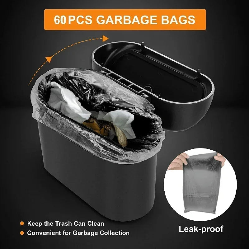 Car Trash Can (with Lid) Contains 60 (300) Garbage Bags, Small Car Trash Can, Leak-proof Mini Car Accessories Beauty World Shop