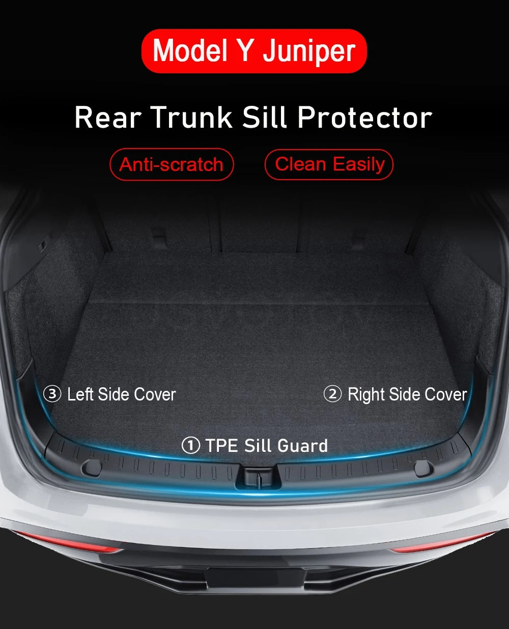 Rear Trunk Bumper Protector Guard For Tesla Model Y Juniper Launch Accessories 2025 2024 Trunk Threshold Sill Cover Mat Plate Beauty World Shop